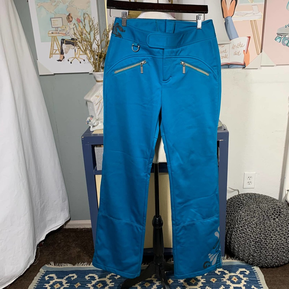 Athleta ski pants sz 6 tall blue turquoise 54044